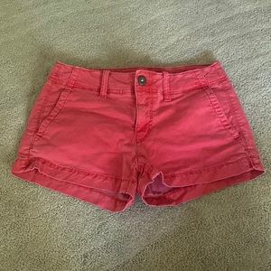 Red american eagle jean shortie shorts